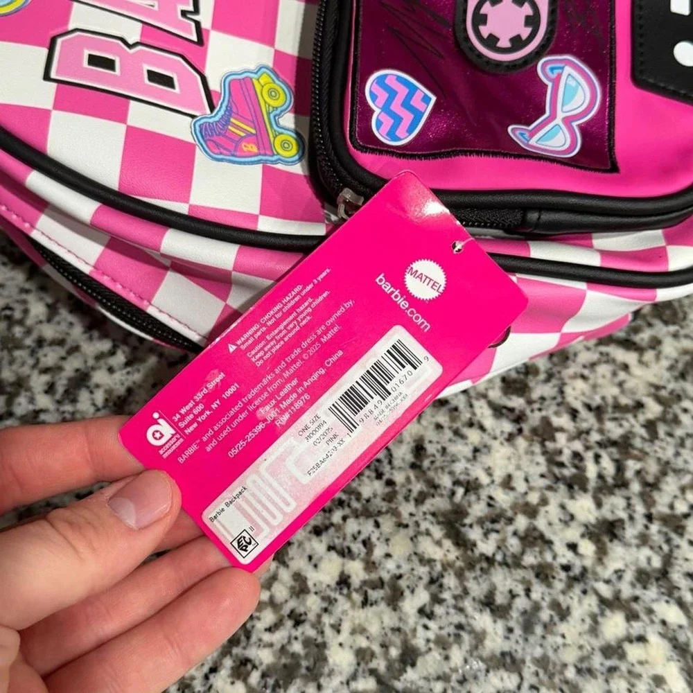 Barbie Retro Cassette Tape Checkered Pink Mini Backpack NWT